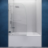 Grand Series 30 in. x 55 in. Frameless Hinged Tub Door with Clear Tempered Glass and Tsunami Guard