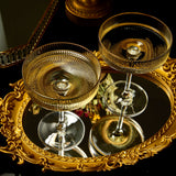Ribbed Coupe Cocktail Glasses With Gold Rim 8 oz | Set of 2