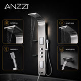 FIELD Series 58 in. 2-Jetted Full Body Shower Panel System with Heavy Rain Shower and Spray Wand in Brushed Steel