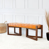 Riley Tan Genuine Leather Bench