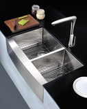 Elysian Farmhouse Stainless Steel 32 in. 0-Hole Single Bowl Kitchen Sink
