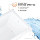 Alya 5 ft. Acrylic Center Drain Rectangular Bathtub in White