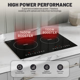 Aurora Series 14 in. 2 Elements Glass Top Induction Cooktop in Black with 1800W, Auto-Off, and Child Safety Lock