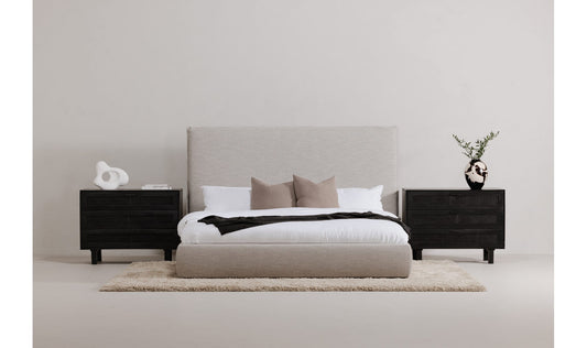 Luzon King Bed Tall Headboard Light Grey