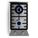 12 in. 2-Burner Recessed Gas Cooktop in Stainless Steel with Power Burners 5800-15000 BTU/h and NG/LP Convertible