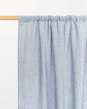 Rod pocket linen curtain panel (1 pcs) in Blue melange