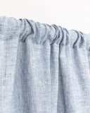 Rod pocket linen curtain panel (1 pcs) in Blue melange