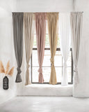 Rod pocket linen curtain panel (1 pcs) in Charcoal gray