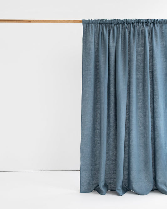 Rod pocket linen curtain panel (1 pcs) in Gray blue