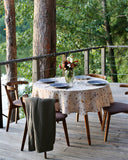 Round linen tablecloth in Botanical print
