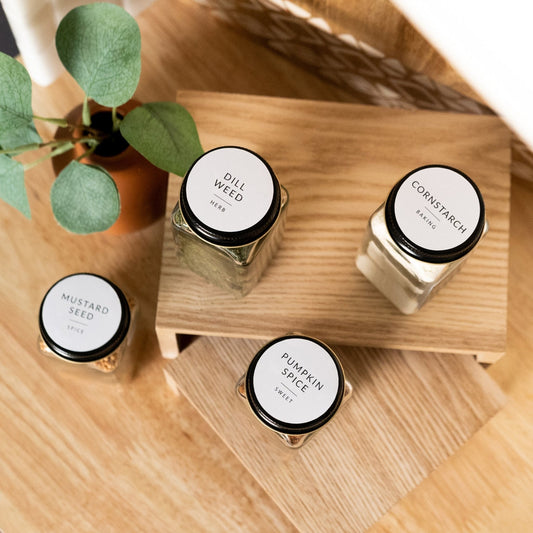 Round Spice Labels for Lids 140 Pack Minimalist