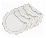 White Circle Placemats - Beige Scalloped