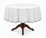White Round Cloth Tablecloths - Scalloped Edge