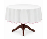 White Round Cloth Tablecloths - Scalloped Edge