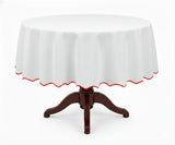 White Round Cloth Tablecloths - Scalloped Edge