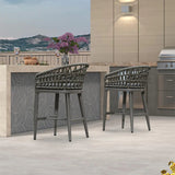 PURPLE LEAF Outdoor Bar Stools Counter Stools Rattan Bar Stools Chair with Backrest for Indoor or Outdoor, Kitchen lsland