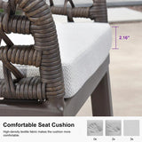 PURPLE LEAF Outdoor Bar Stools Counter Stools Rattan Bar Stools Chair with Backrest for Indoor or Outdoor, Kitchen lsland