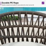 PURPLE LEAF Outdoor Bar Stools Counter Stools Rattan Bar Stools Chair with Backrest for Indoor or Outdoor, Kitchen lsland