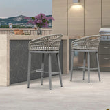 PURPLE LEAF Outdoor Bar Stools Counter Stools Rattan Bar Stools Chair with Backrest for Indoor or Outdoor, Kitchen lsland