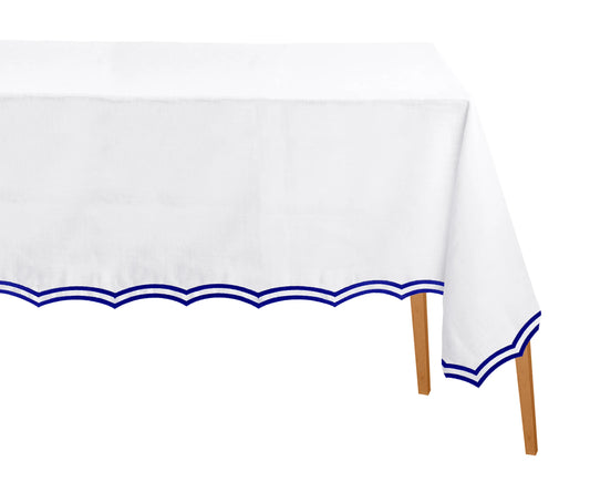 Scalloped Tablecloth Blue