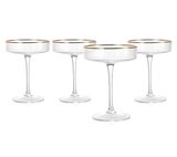 Ribbed Coupe Cocktail Glasses With Gold Rim 8 oz | Set of 4