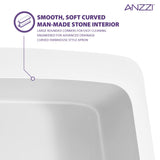 Mesa Series Farmhouse Solid Surface 33 in. 0-Hole Single Bowl Kitchen Sink with 1 Strainer in Matte White