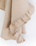 Ruffle trim linen tea towel in Natural linen