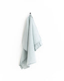 Ruffle trim linen tea towel in Dusty blue