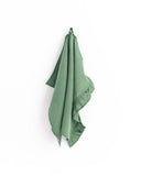 Ruffle trim linen tea towel in Matcha green