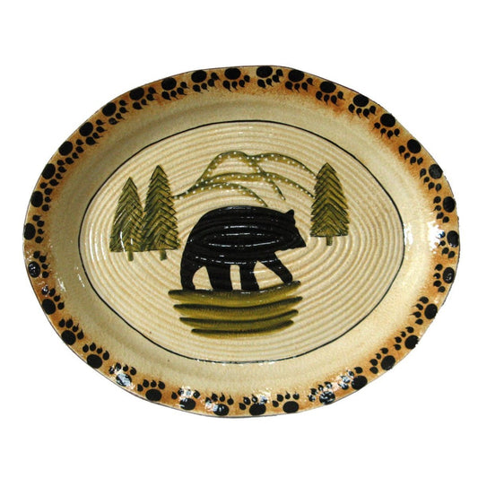 Rustic Bear Ceramic Serving Platters, Set of 4