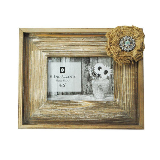 Wooden Burlap Bow Picture Frame, 4 MOQ