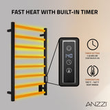 ANZZI Bell Series 8-Bar Wall Mounted Towel Warmer (23.6" L x 36.25" H), Dual Installation, Digital Control Panel, Rhino Alloy Certified Stainless Steel