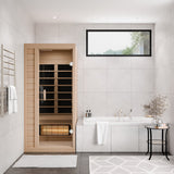 Lucia 1- Person Indoor Hemlock Wooden Carbon FAR Infrared Home Sauna Room with LED Touch Control Panel and Heater
