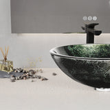 Amalfi Round Glass Vessel Bathroom Sink with Stellar Black Finish