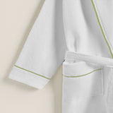 Shawl Collar Cotton Bath Robe with Border Embroidery