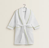 Shawl Collar Cotton Bath Robe with Border Embroidery