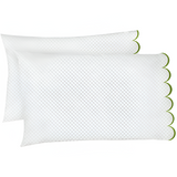 Allena 400TC Cotton Scallop Embroidery Sateen Microcheck Pillowcases (Set Of 2)