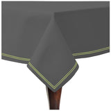 Double Embroidery Border Sateen Cotton Solid Table Cloth - Dark Grey