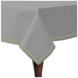Double Embroidery Border Sateen Cotton Solid Table Cloth - Light Grey