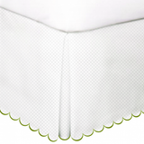 Allena 400TC Sateen Microcheck Cotton Scallop Embroidery Tailored Bed Skirt
