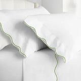 Monogram 400TC Cotton Scallop Embroidery Sateen Solid Sheet Set