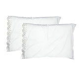 400TC Reverse U Shape Embroidery Cotton Solid Pillowcases (Set Of 2)