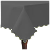 Scallop Embroidery Sateen Cotton Solid Table Cloth - Dark Grey