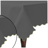 Scallop Embroidery Sateen Cotton Solid Table Cloth - Dark Grey