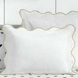 400TC Cotton Scallop Embroidery Sateen Solid Pillow Sham