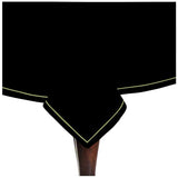 Single Embroidery Border Sateen Cotton Solid Table Cloth - Black