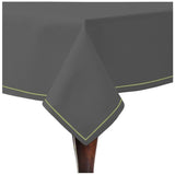 Single Embroidery Border Sateen Cotton Solid Table Cloth - Dark Grey