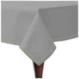Single Embroidery Border Sateen Cotton Solid Table Cloth - Light Grey