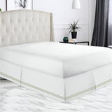 400TC Sateen Solid Cotton Triple Embroidered Tailored Bed Skirt