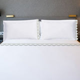 400TC U Shape Scallop Embroidery Cotton Solid Sheet Set